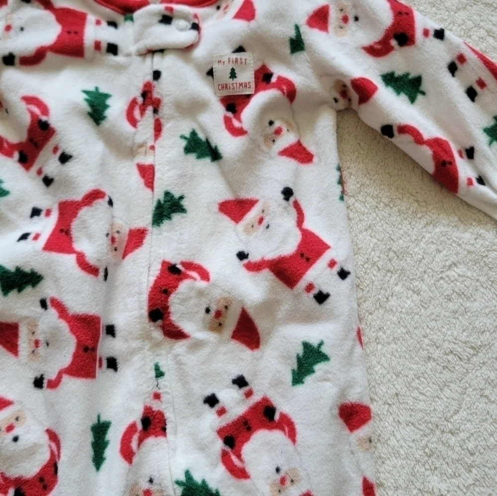 New My first Christmas footed fleece  pajama size newborn